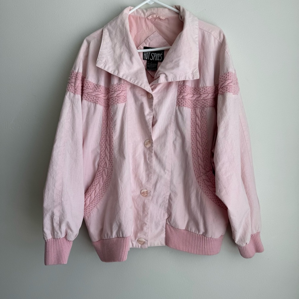 Vintage Retro Hot Spices Pink Jacket Button Closure Size L